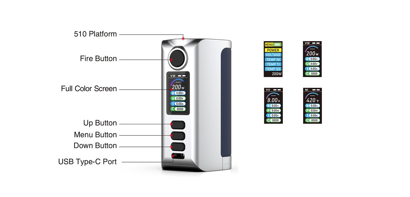 DOVPO Riva 200W Mod - Configuration - Vapelink Vape Shop Australia