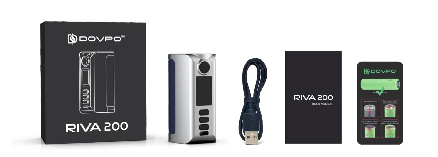 DOVPO Riva 200W Mod - Package Contents - Vapelink Vape Shop Australia