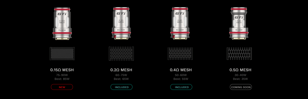 Vaporesso Gen 80 and 200 coil options | GTI 0.15ohm, 0.2ohm, 0.4ohm and 0.5ohm