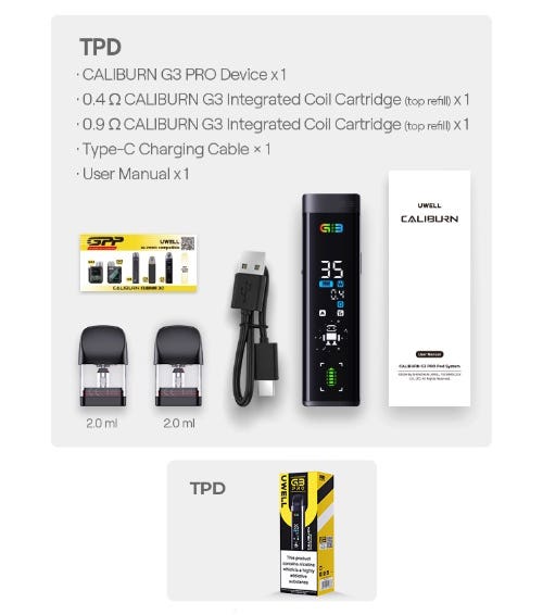 Uwell Caliburn G3 Pro Pod Vape Kit - What's in the Box?