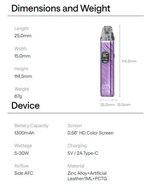 Oxva Xlim Pro 2 - Specifications