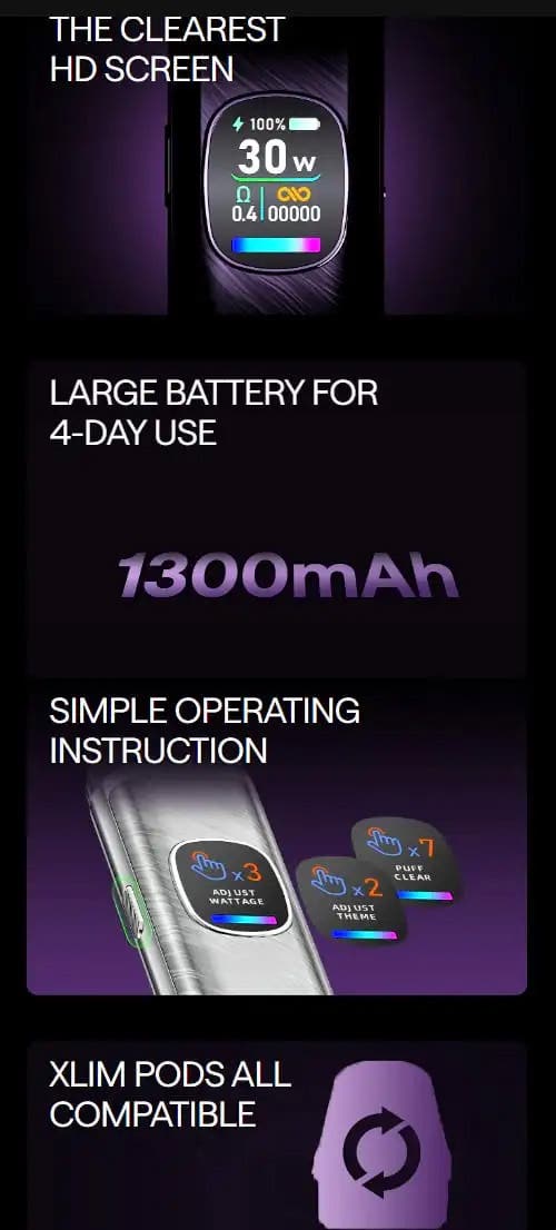 Oxva Xlim Pro 2 Pod Vape Kit - Features and highlights